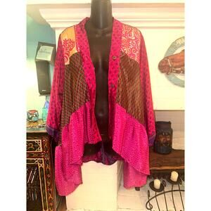 KAOHINANI RECYCLED SILK PATCHWORK JACKET SMOCK SHIRT SUSTAINABLE ECO